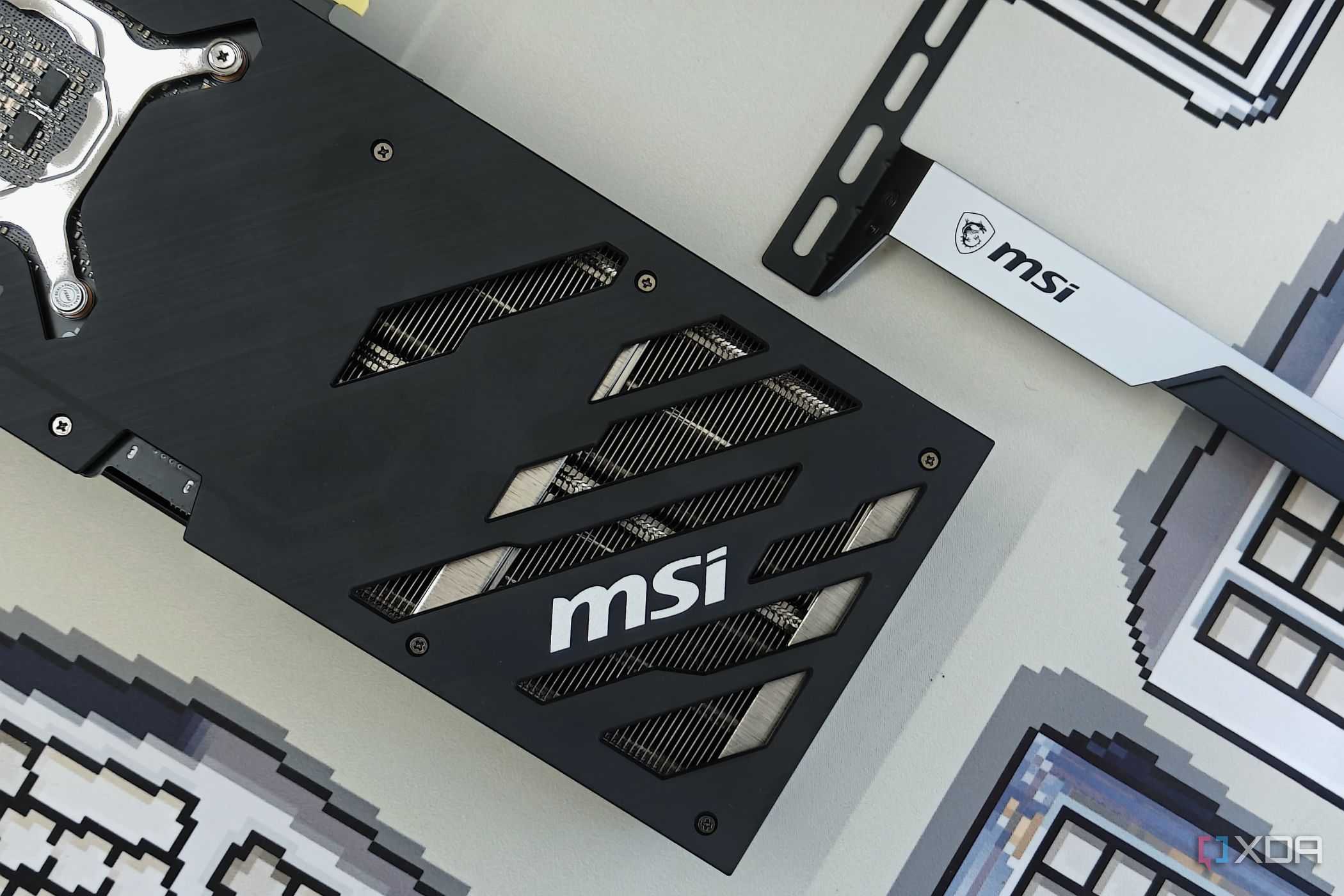 An image showing an MSI GeForce RTX 4070 Ti Super Ventus 3X backplate with MSI branding.