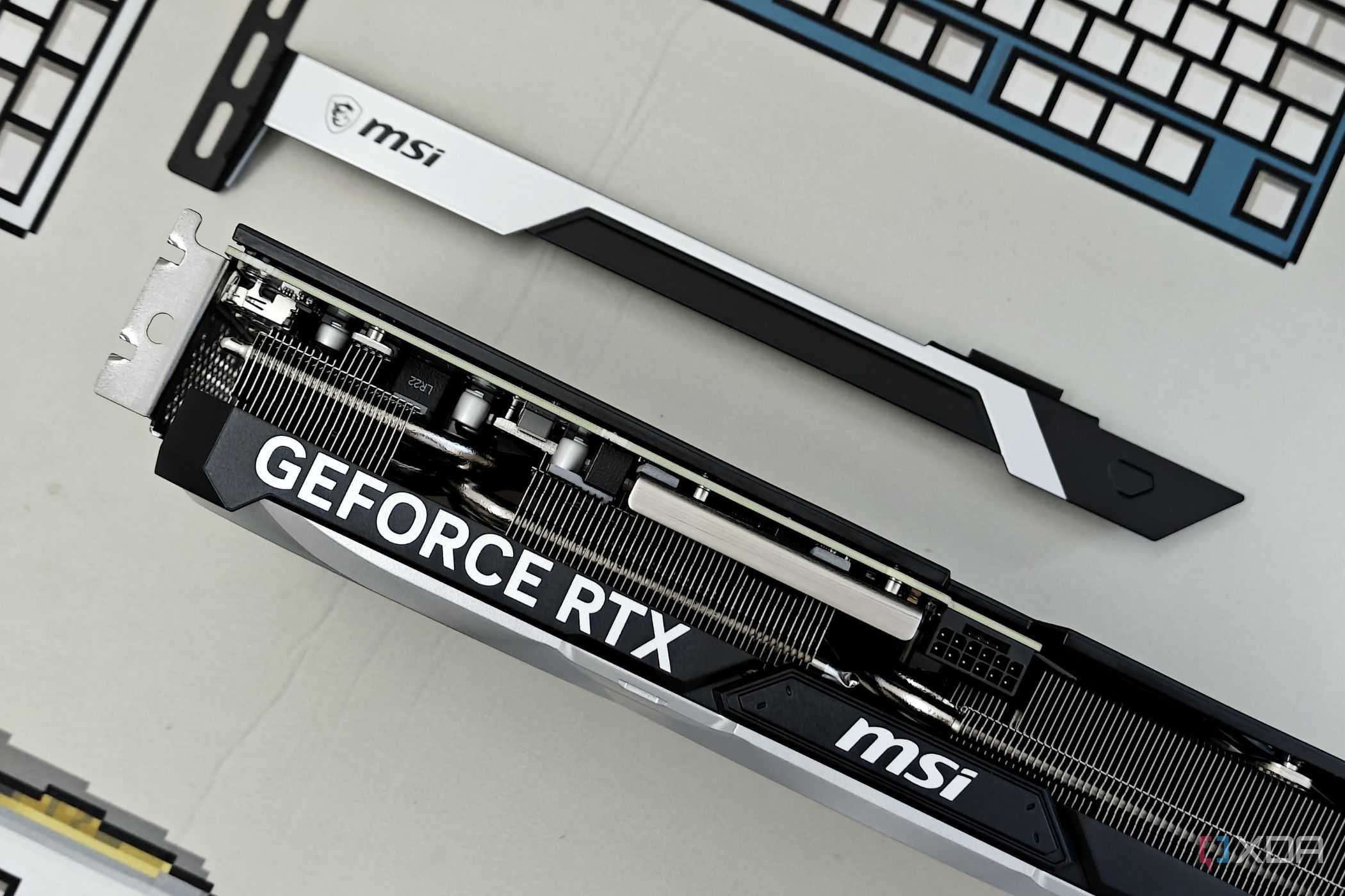 An image showing an MSI GeForce RTX 4070 Ti Ventus 3X front and power connector.