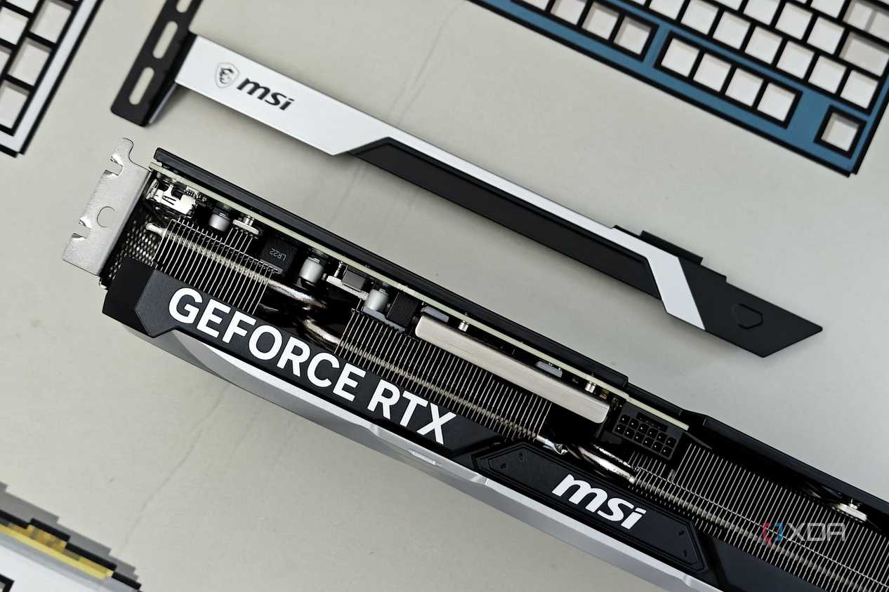 An image showing an MSI GeForce RTX 4070 Ti Ventus 3X front and power connector.