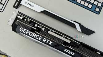 An image showing an MSI GeForce RTX 4070 Ti Ventus 3X front and power connector.