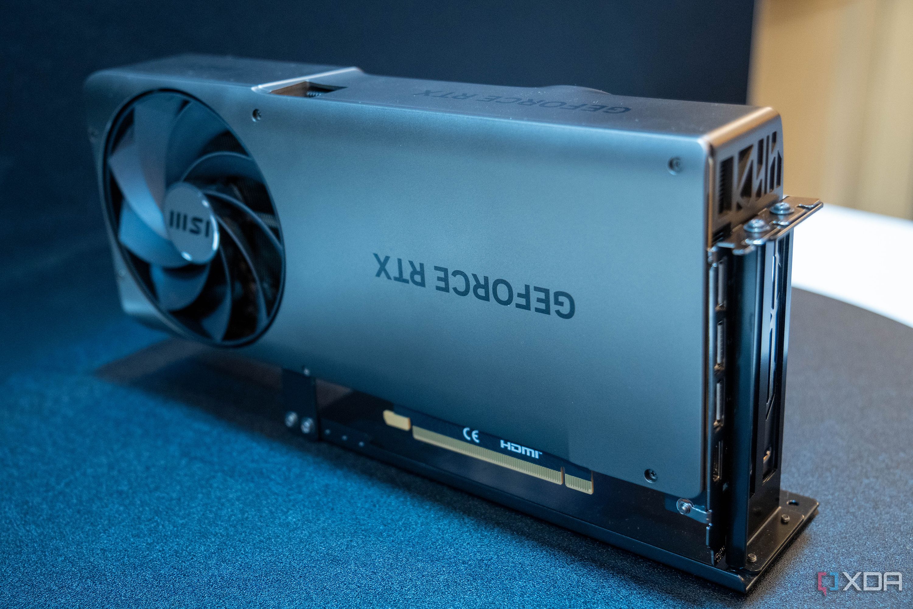 An image of an MSI GPU with the words 'GEFORCE RTX' displayed on the heat-sink.
