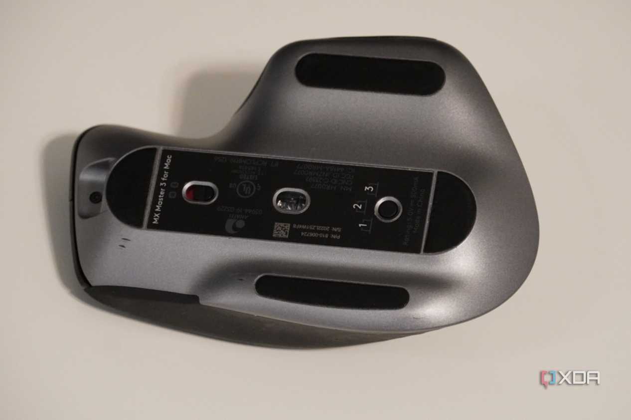 The bottom of the MX Master 3 mouse.