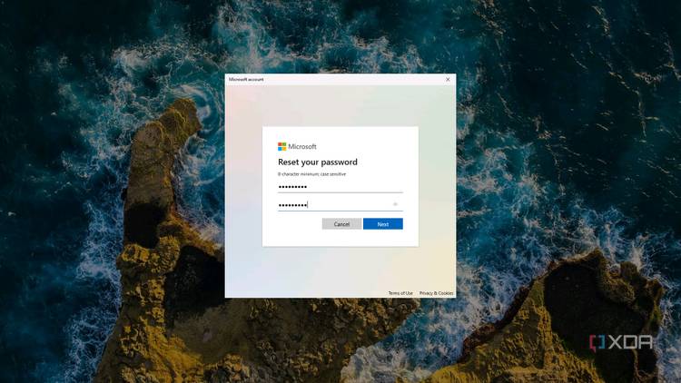 Screenshot of setting a new Microsoft account password on the Windows 11 sign-in screen