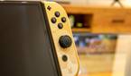 Close-up view of the analog stick on a Nintendo Switch controller