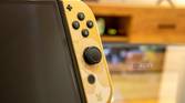 Close-up view of the analog stick on a Nintendo Switch controller