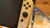 Close-up view of the analog stick on a Nintendo Switch controller