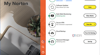 Screenshot of the homepage in Norton Antivirus
