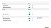Screenshot of the advanced settings page in Norton antivirus