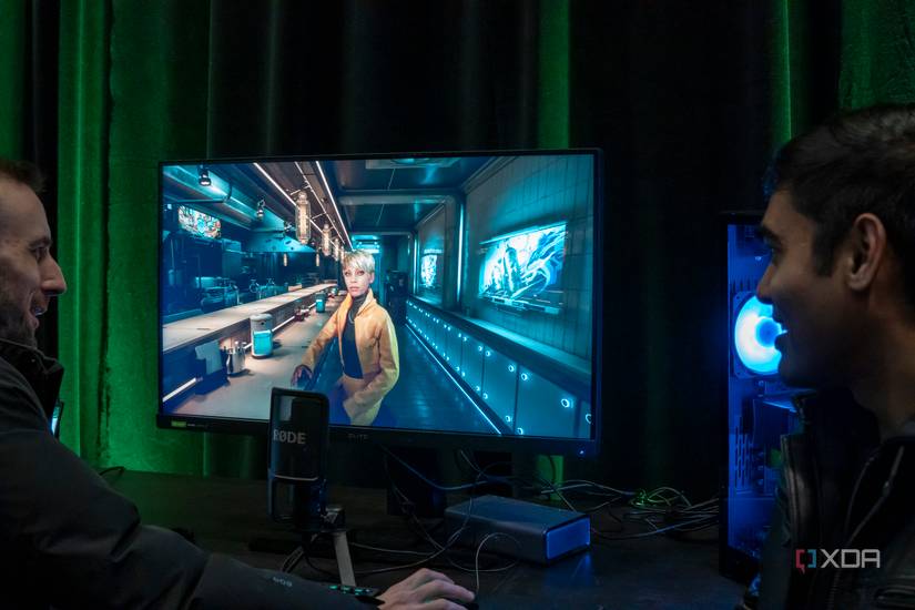 A man talking to an AI-powered character in a video game