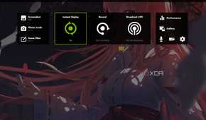 A screenshot showing Nvidia GeForce Experience overlay over a wallpaper on Windows 11 desktop.