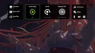 A screenshot showing Nvidia GeForce Experience overlay over a wallpaper on Windows 11 desktop.
