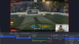 Screenshot of OBS Studio while recording a gameplay session including a webcam overlay