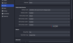 Screenshot of audio settings in OBS Studio