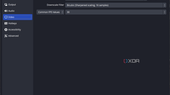 Screenshot of video settings in OBS Studio