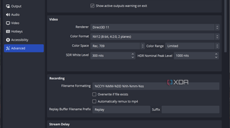 Screenshot of Advanced settings in OBS Studio