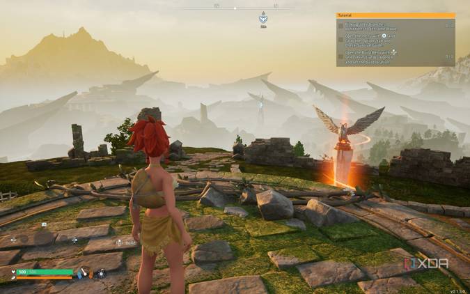 Palworld on default settings on the Steam Deck, at the beginning of the game