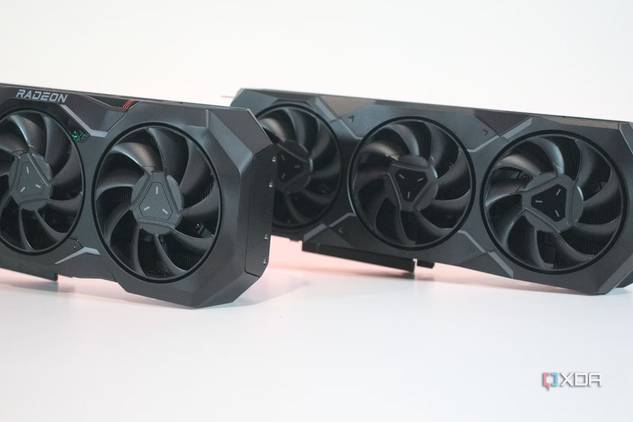 An image showing AMD's Radeon 7900 XTX and 7900 XT GPUs next to each other.