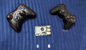 An image of the Raspberry Pi 5 with two controllers and two microSD cards nearby