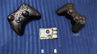 An image of the Raspberry Pi 5 with two controllers and two microSD cards nearby