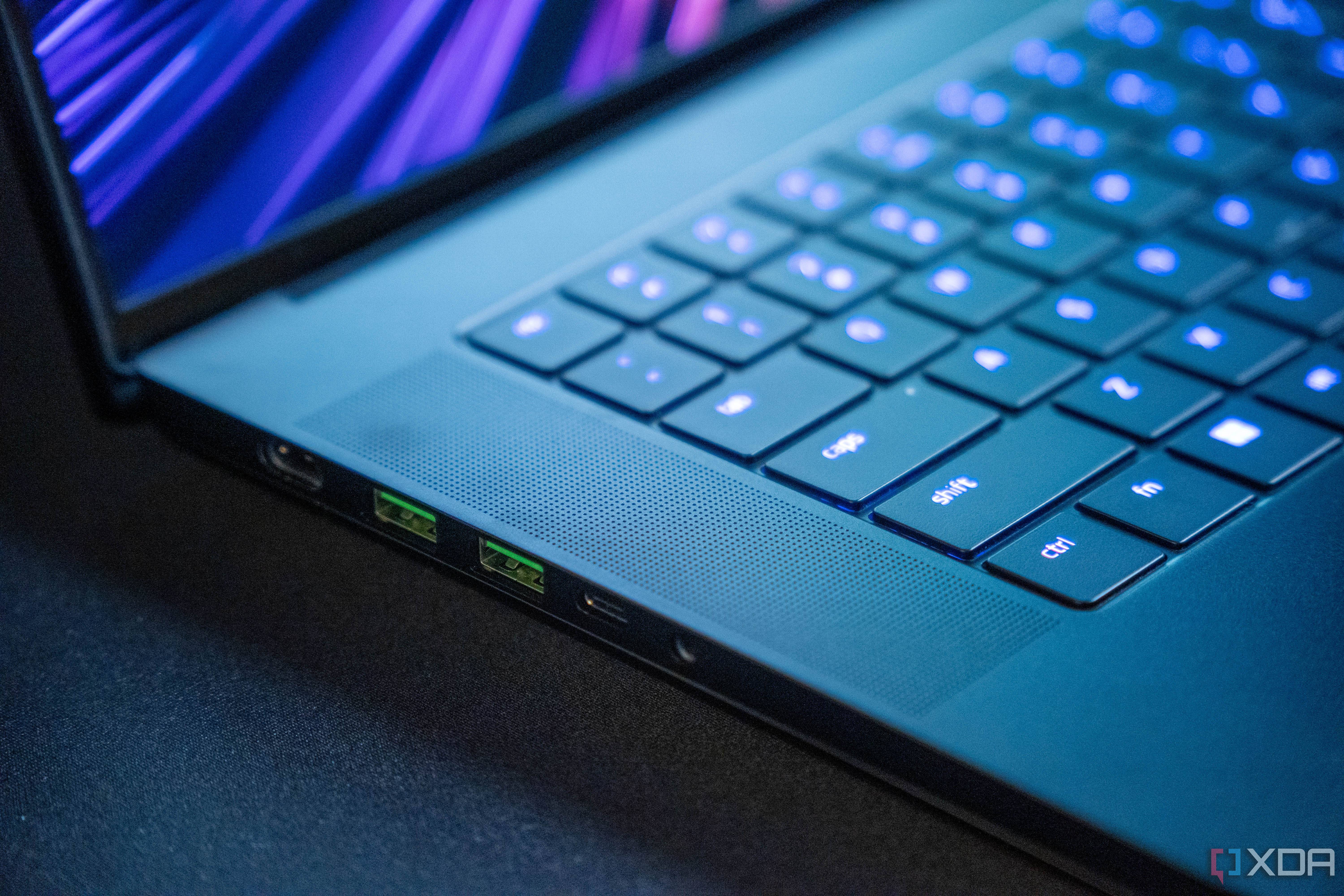 Close-up view of the keyboard on the Razer Blade 16