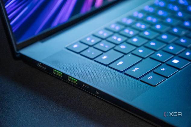 Close-up view of the keyboard on the Razer Blade 16