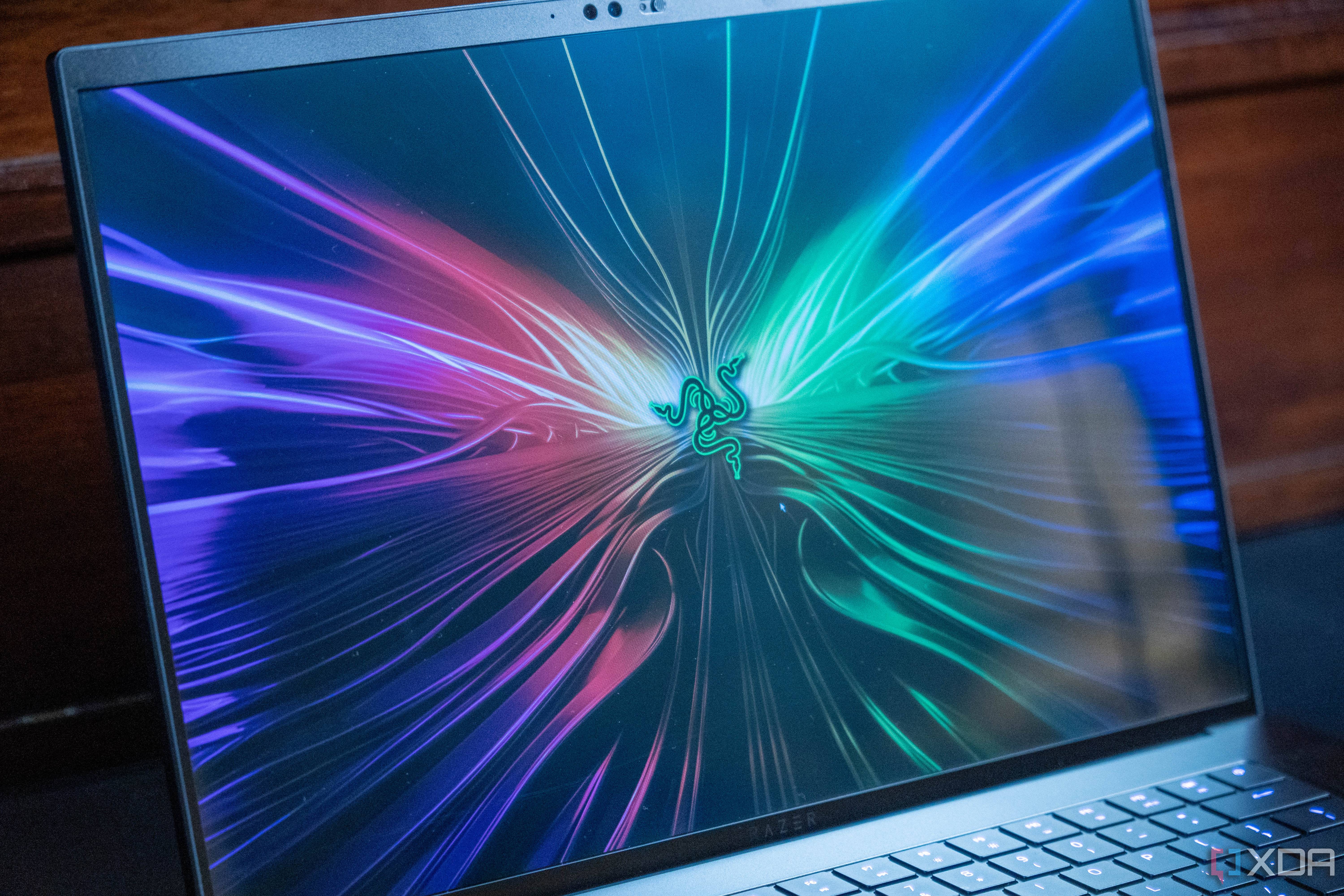 Close-up view of the display on the Razer Blade 16
