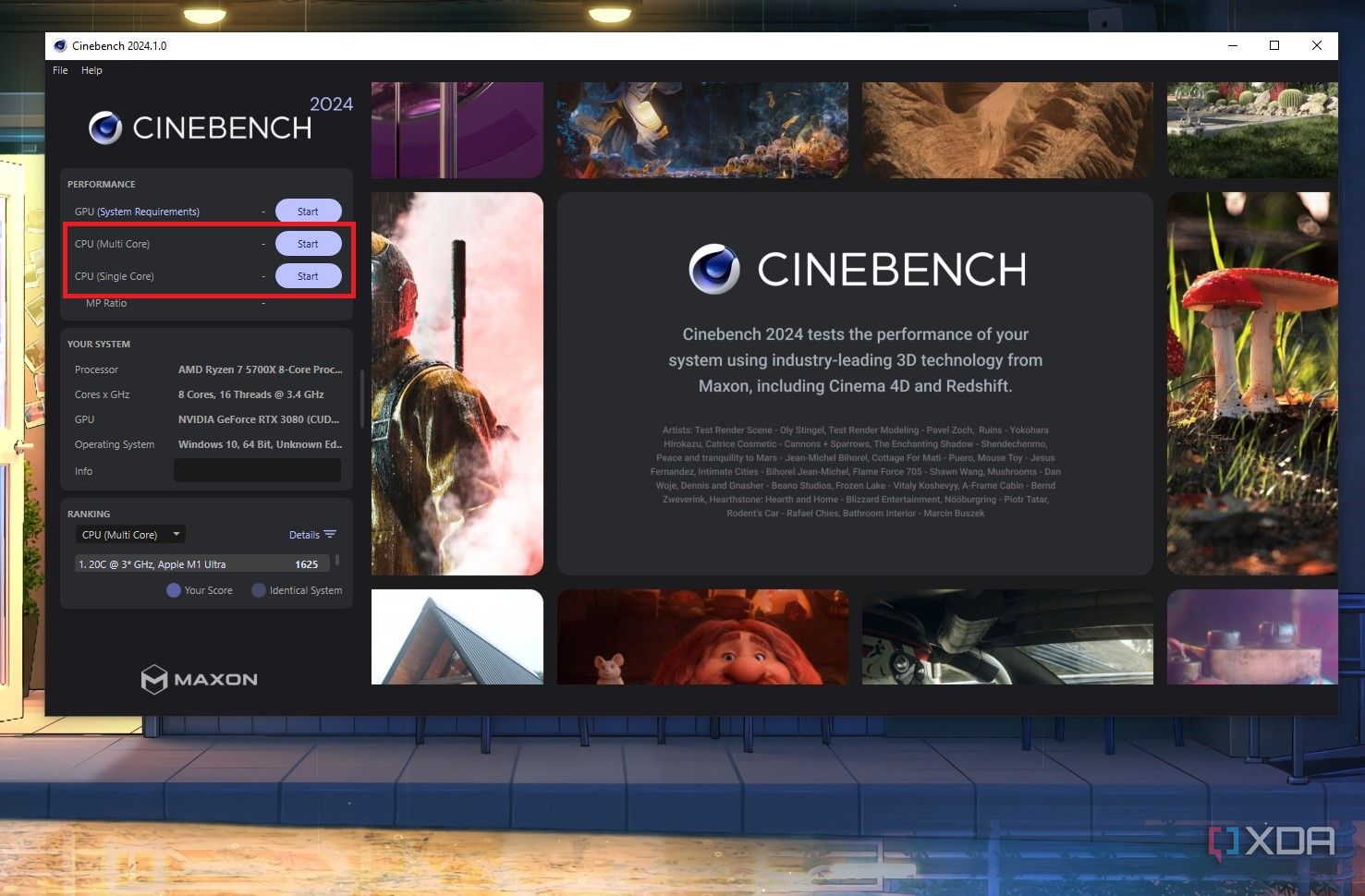Test memory overclock with Cinebench