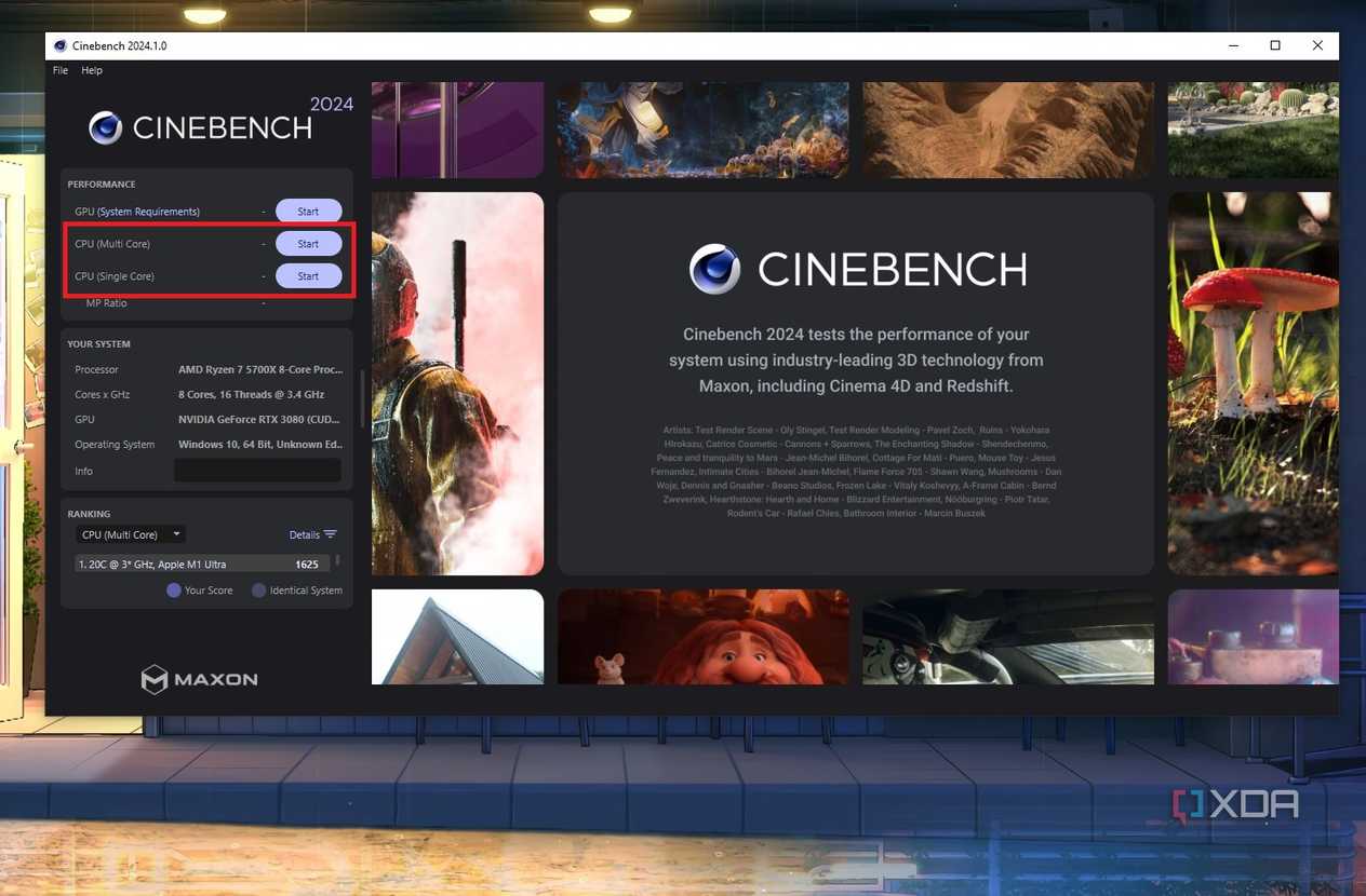 Test memory overclock with Cinebench