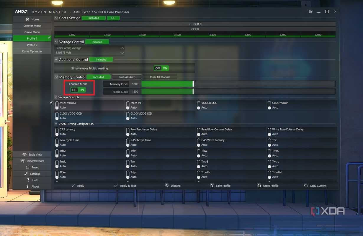 Ryzen Master memory control coupled mode