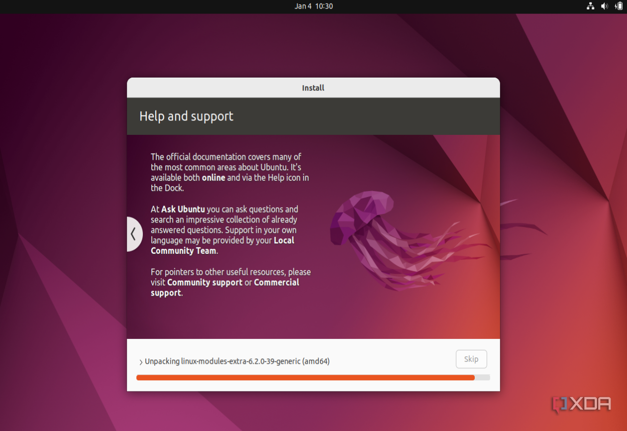 A screenshot of the Ubuntu installation processes