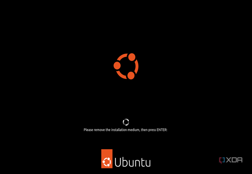 A screenshot showing the option to remove installation media from Ubuntu