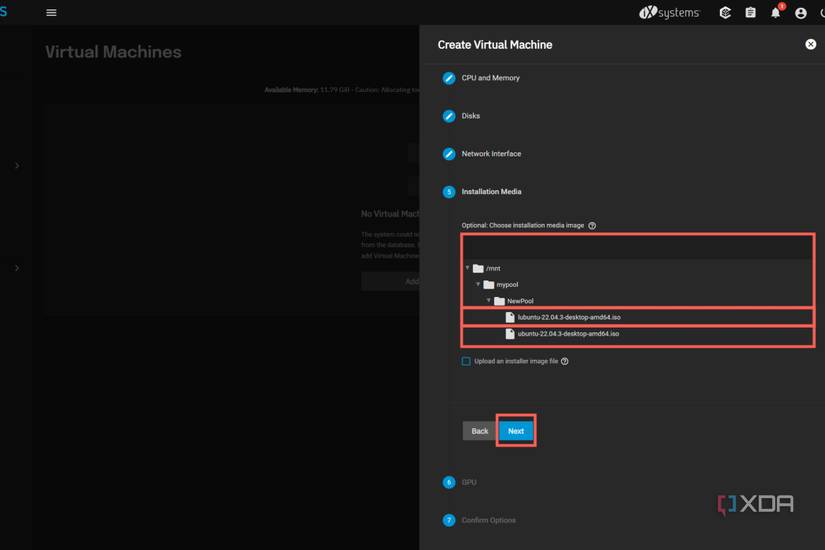 A screenshot of TrueNAS SCALE showcasing the Installation Media options