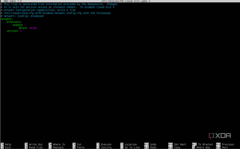 A screenshot showing Ubuntu's network configuration settings file.