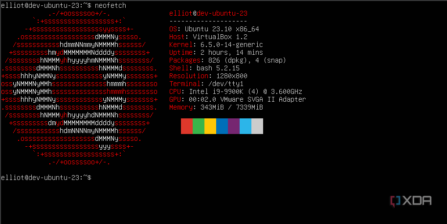 A screenshot of NeoFetch running on Ubuntu Server.