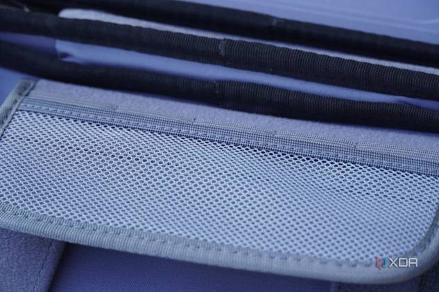 The soft fabric and SD card slots in the Jsaux Carrying case.