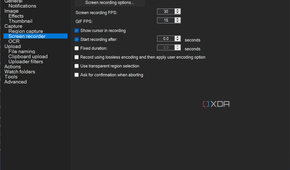 Screenshot of screen recorder settings in ShareX
