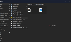 Screenshot of ShareX with the screen recording option shown in the menu
