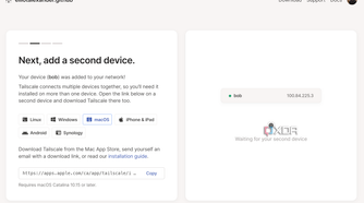 A screenshot showing the Tailscale Admin console with a device connected.