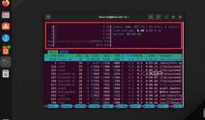 A screenshot showing the terminal window on Linux with the Htop command running