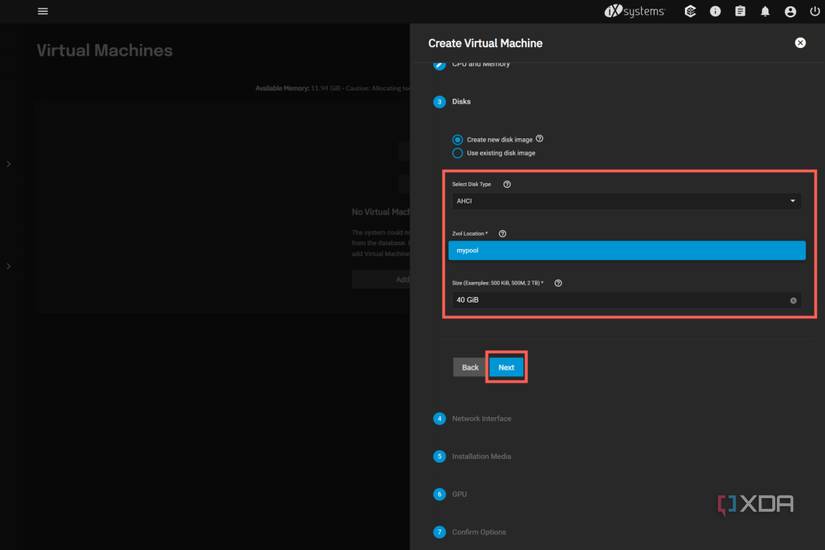 A screenshot of TrueNAS SCALE showcasing the Disk options