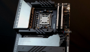 AMD Ryzen 7800X3D installed on an ASUS ROG Crosshair X670 E Extreme Motherboard captured on a black background