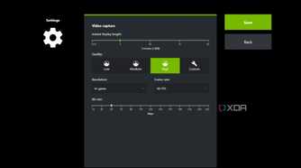 A screenshot showing the Video capture settings in Nvidia GeForce Experience overlay.