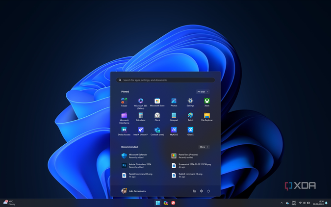 Screenshot of Windows 11 Start menu