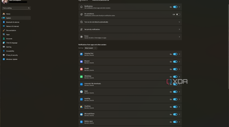 SScreenshot of Windows 11 notification settings showing multiple apps with notifications enabled