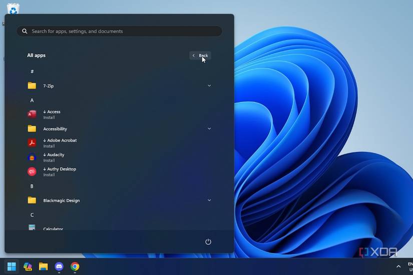 Getting the app list on Windows 11