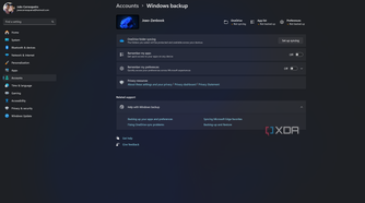 Screenshot of Windows backup settings in Windows 11