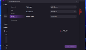 Screenshot of WonderShare DemoCreator advanced webcam recording settings