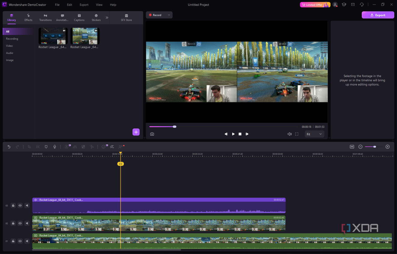Screenshot of the WonderShare DemoCreator video editor