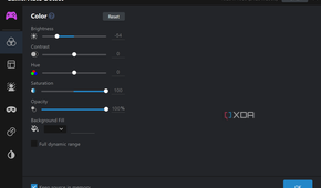Screenshot of color settings for a video source in XSplit