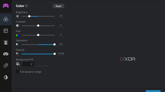 Screenshot of color settings for a video source in XSplit